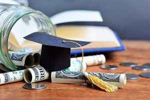 Graduation cap and money